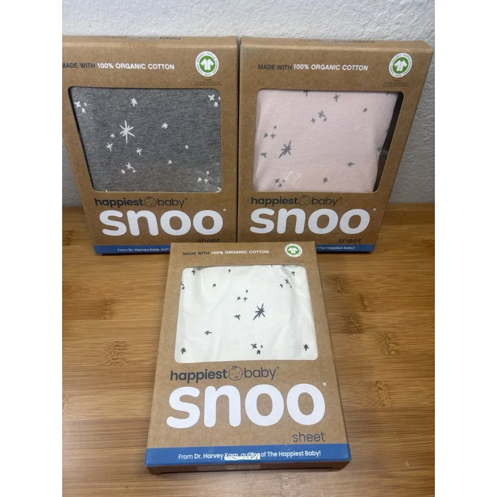 SNOO Smart Sleeper Baby Fitted Sheets Lot 3 Organic Cotton Star Open Box